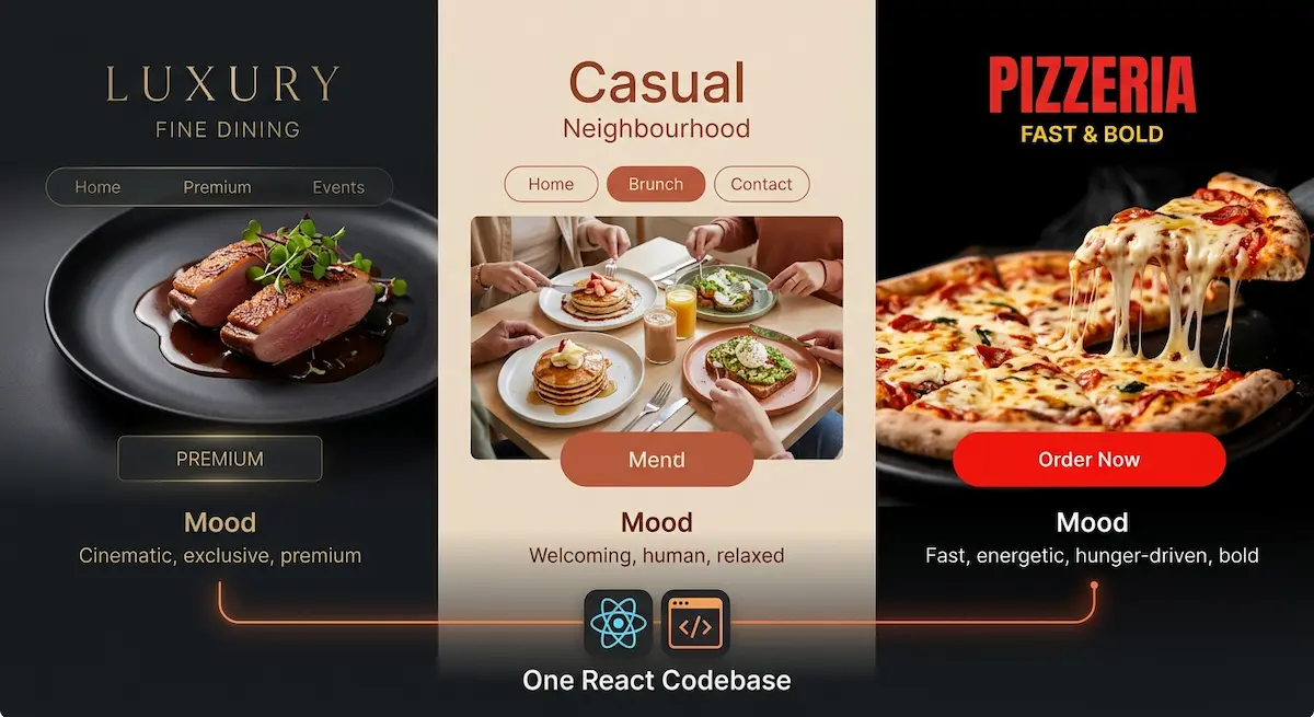 How I Built a Restaurant Website Template with 3 Variants from One Codebase